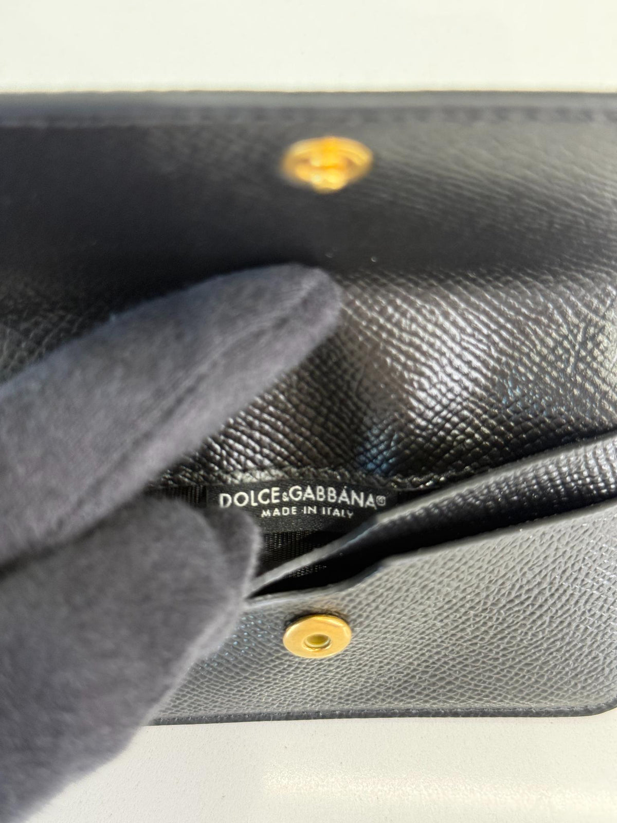 Dolce Gabbana Black Dauphine Calfskin Card Holder
