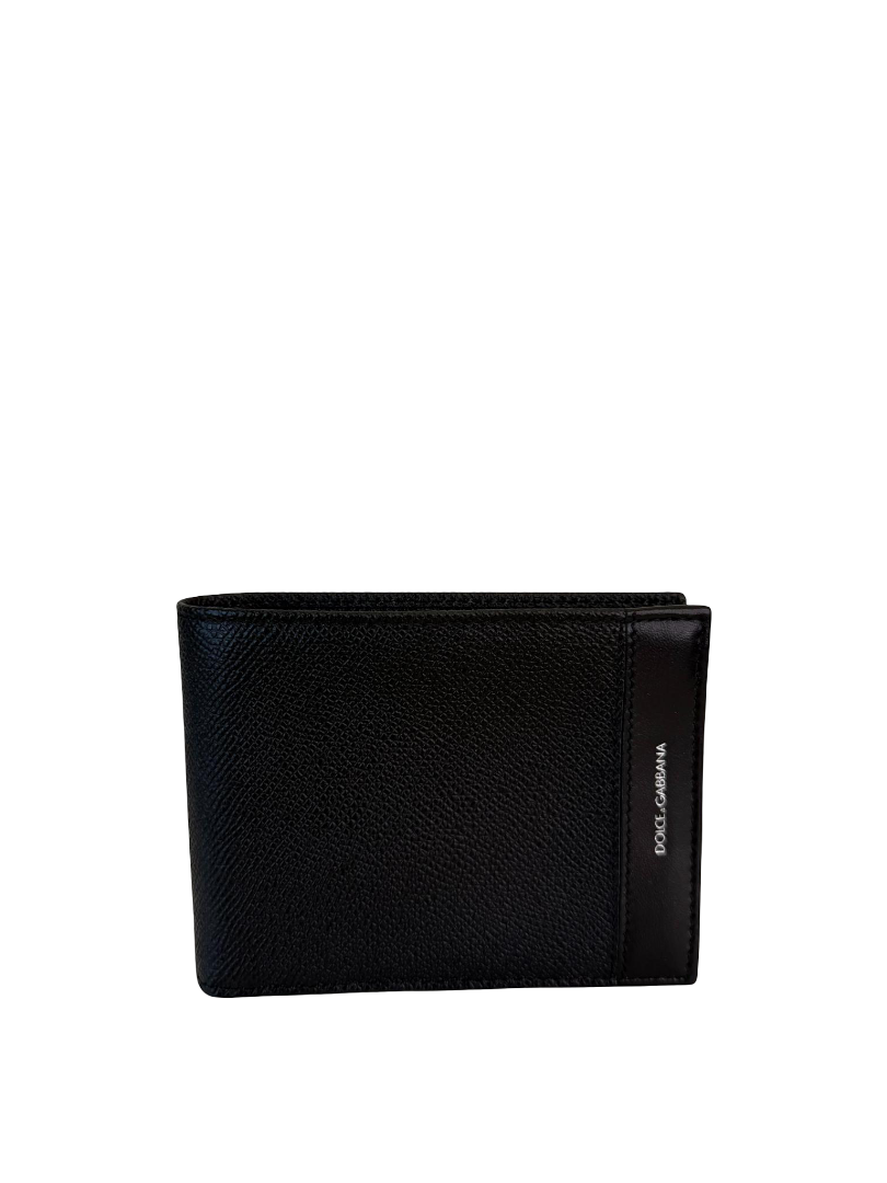Dolce Gabbana Men's Black Dauphine Leather Bifold Wallet