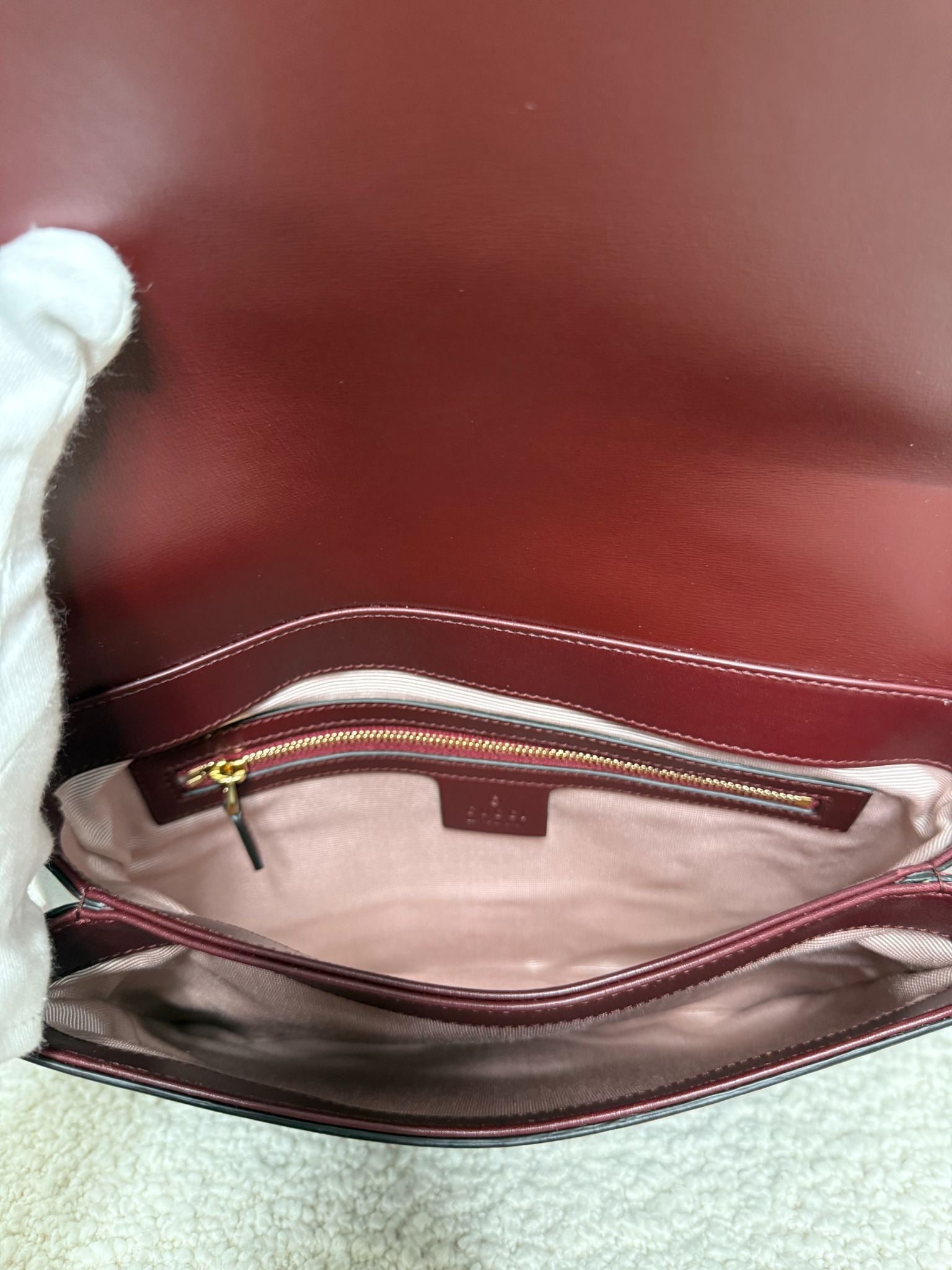 Gucci Arli Burgundy Calfskin Leather Crossbody Bag