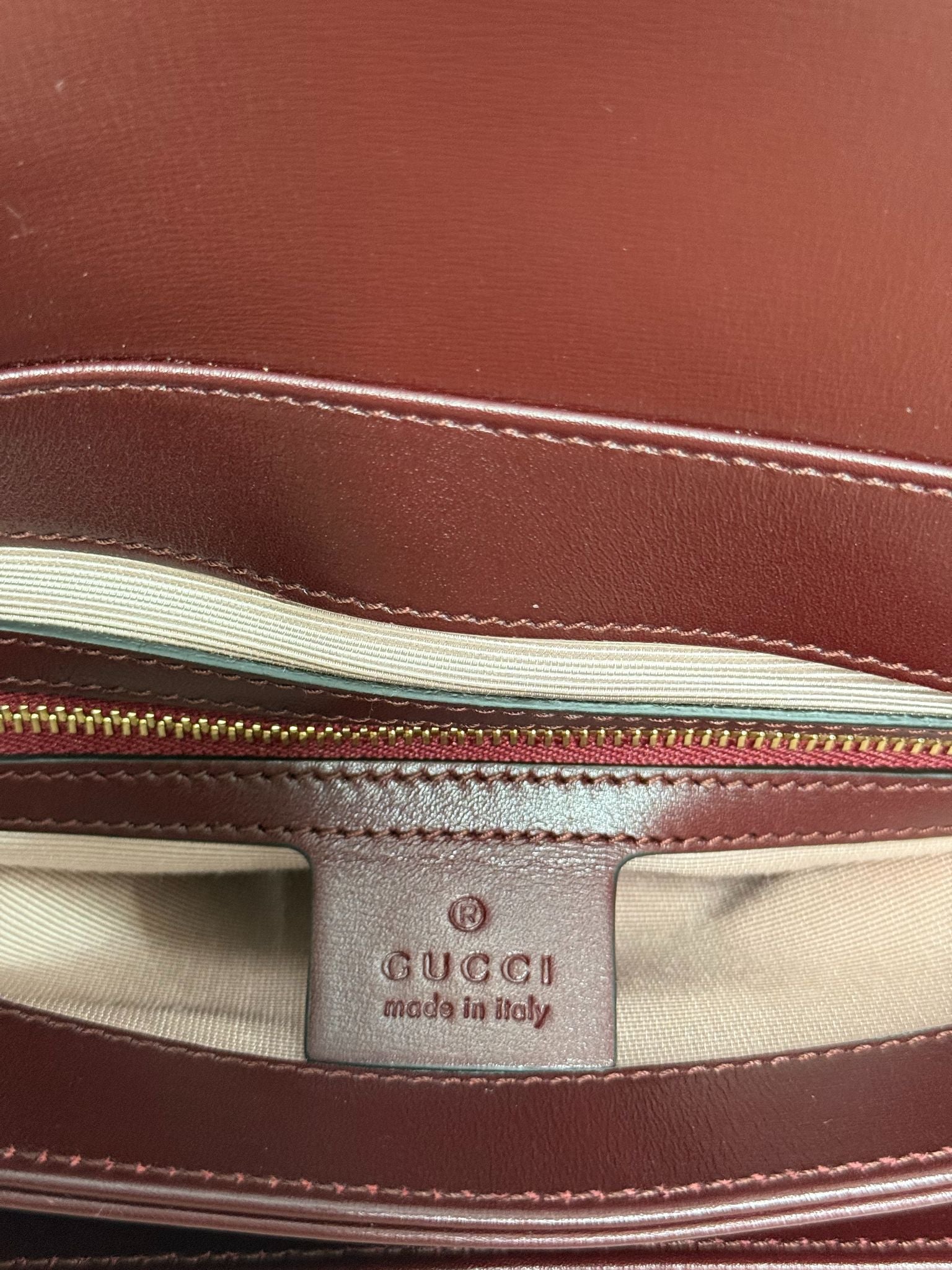 Gucci Arli Burgundy Calfskin Leather Crossbody Bag