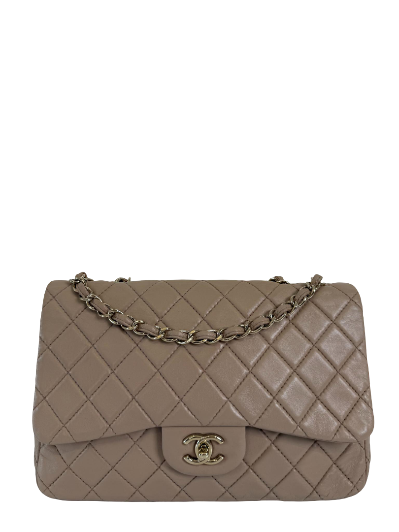 Chanel Jumbo Classic Single Flap Beige Nappa Lambskin Leather
