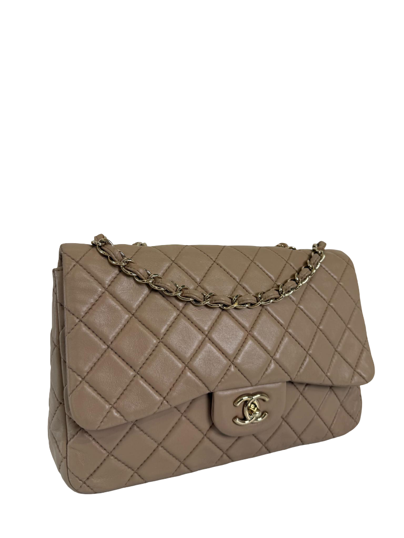 Chanel Jumbo Classic Single Flap Beige Nappa Lambskin Leather