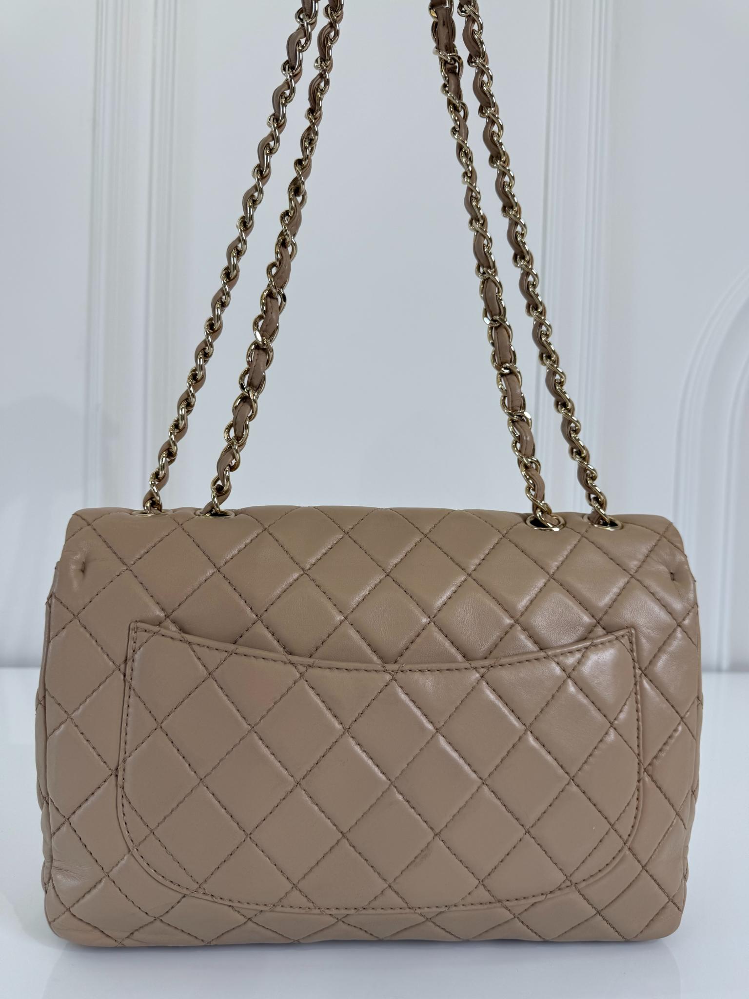 Chanel Jumbo Classic Single Flap Beige Nappa Lambskin Leather