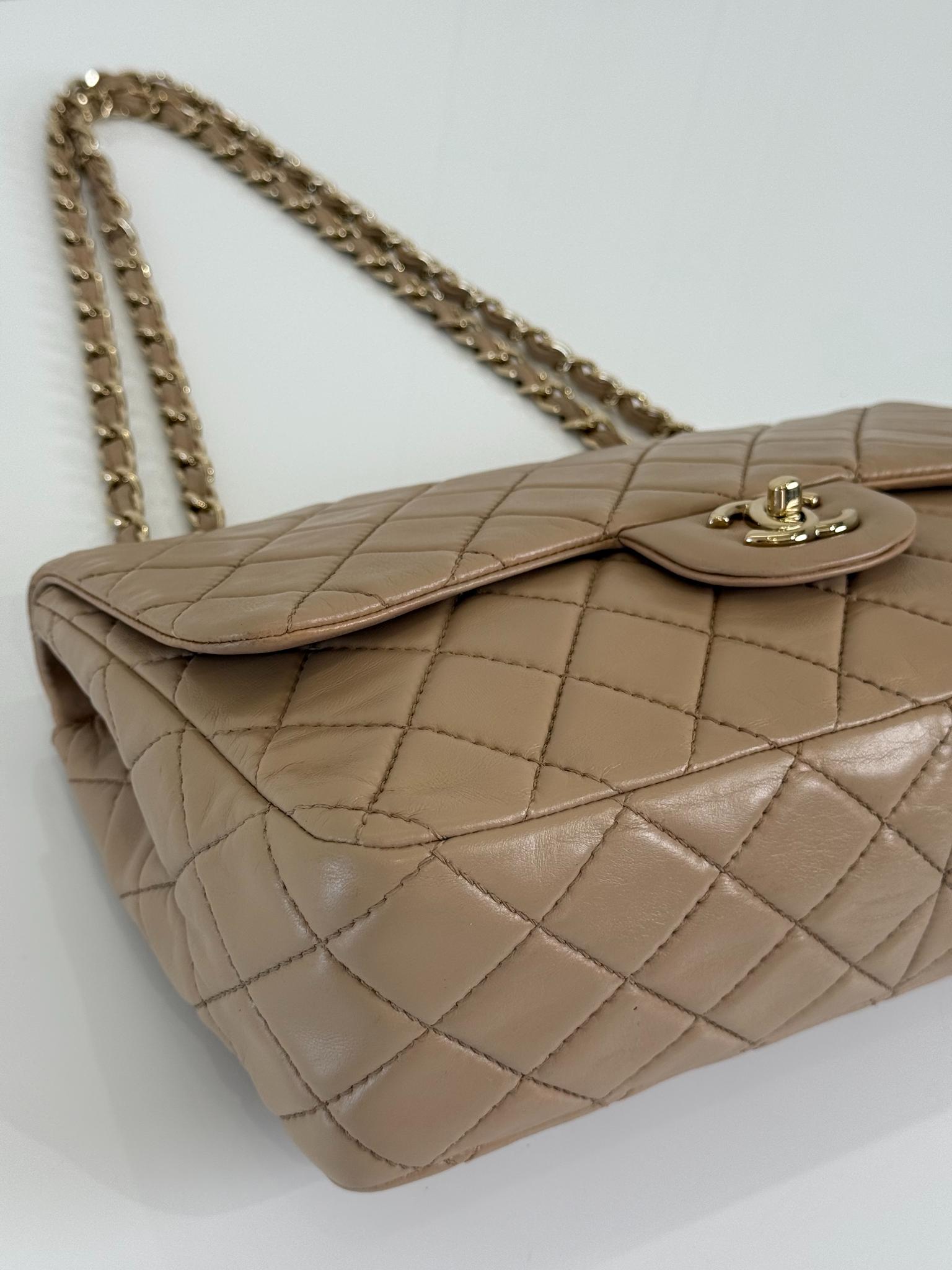 Chanel Jumbo Classic Single Flap Beige Nappa Lambskin Leather