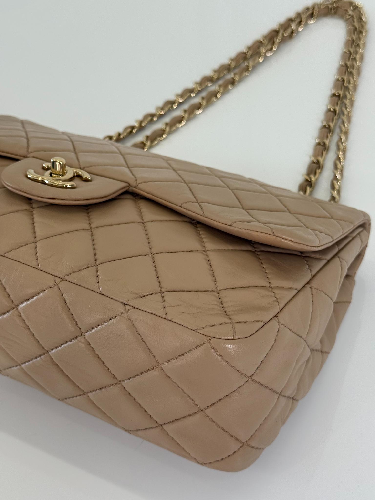 Chanel Jumbo Classic Single Flap Beige Nappa Lambskin Leather