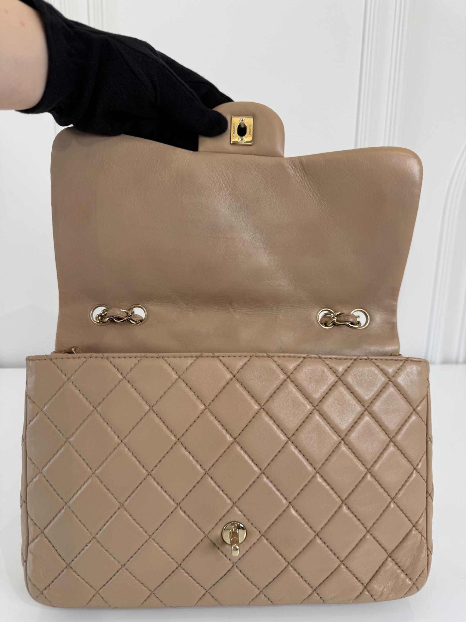 Chanel Jumbo Classic Single Flap Beige Nappa Lambskin Leather