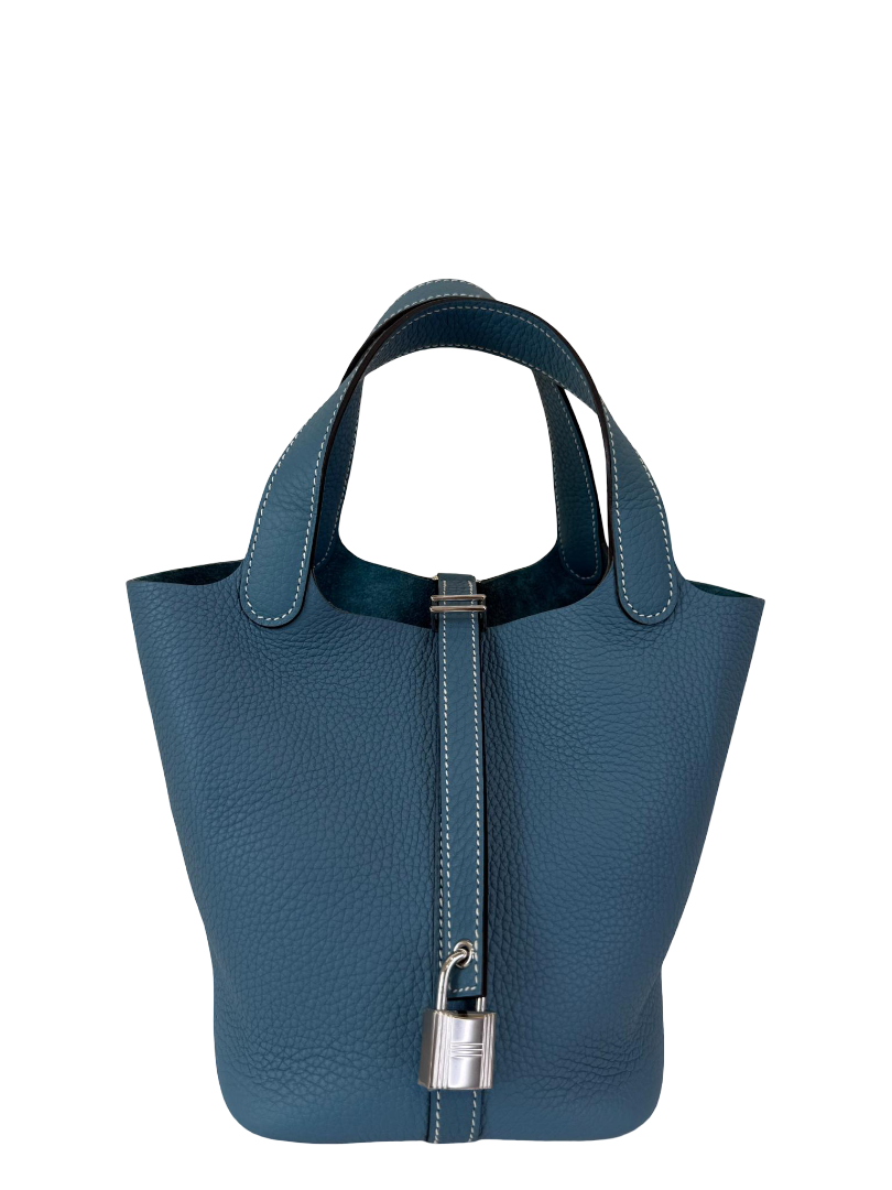 Hermès Picotin Lock 18 Bleu Jean Taurillon Clemence PHW