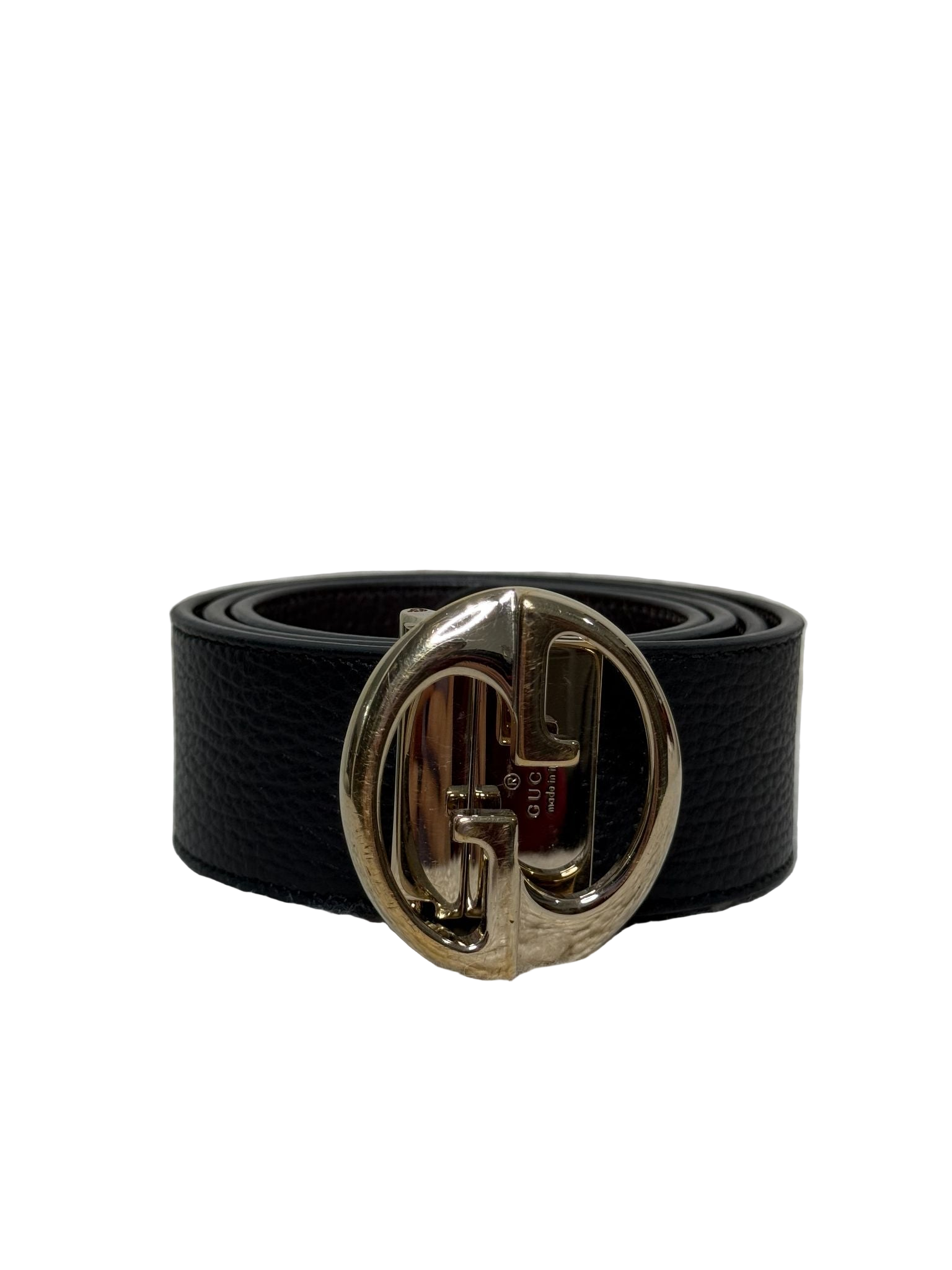 Gucci Black/Brown Pebbled Calf Leather Reversible