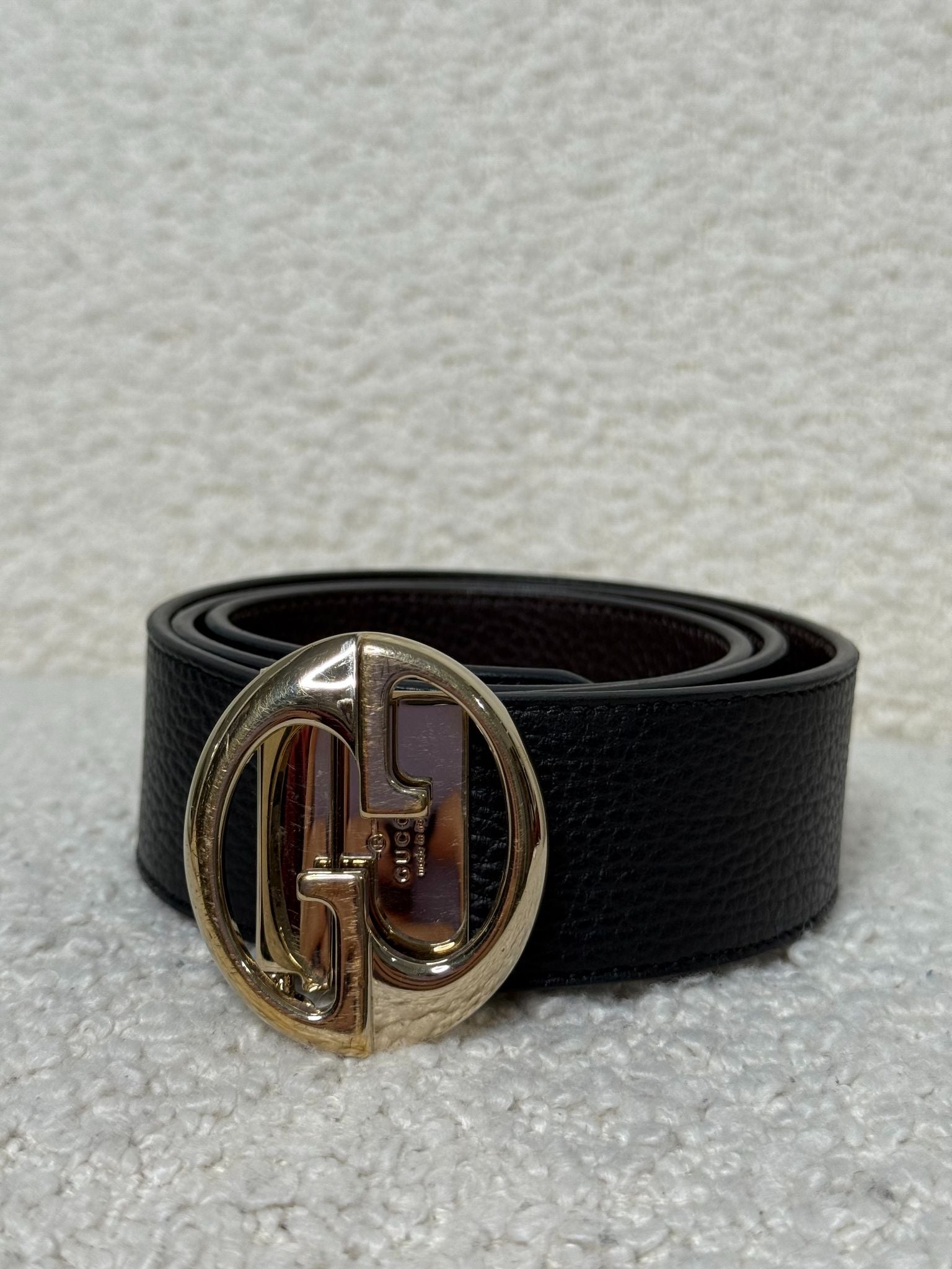 Gucci Black/Brown Pebbled Calf Leather Reversible