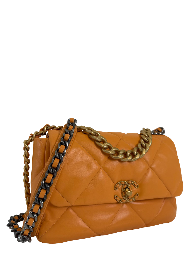 Chanel 19 Orange Quilted Calfskin Medium Handbag