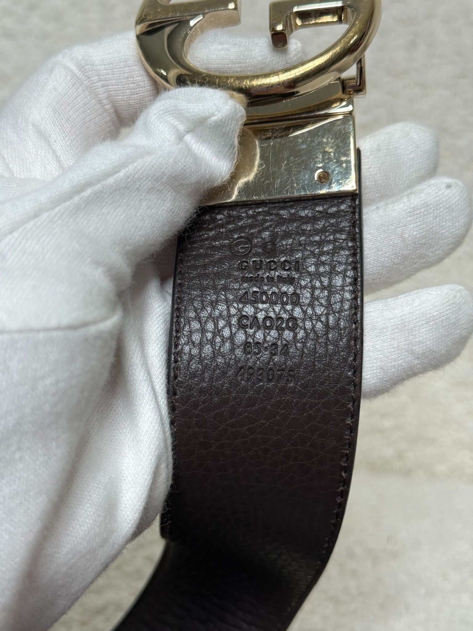 Gucci Black/Brown Pebbled Calf Leather Reversible