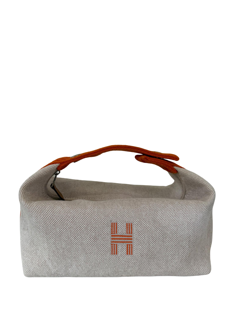Hermès Bride-a-Brac Beige/Orange Canvas Pouch