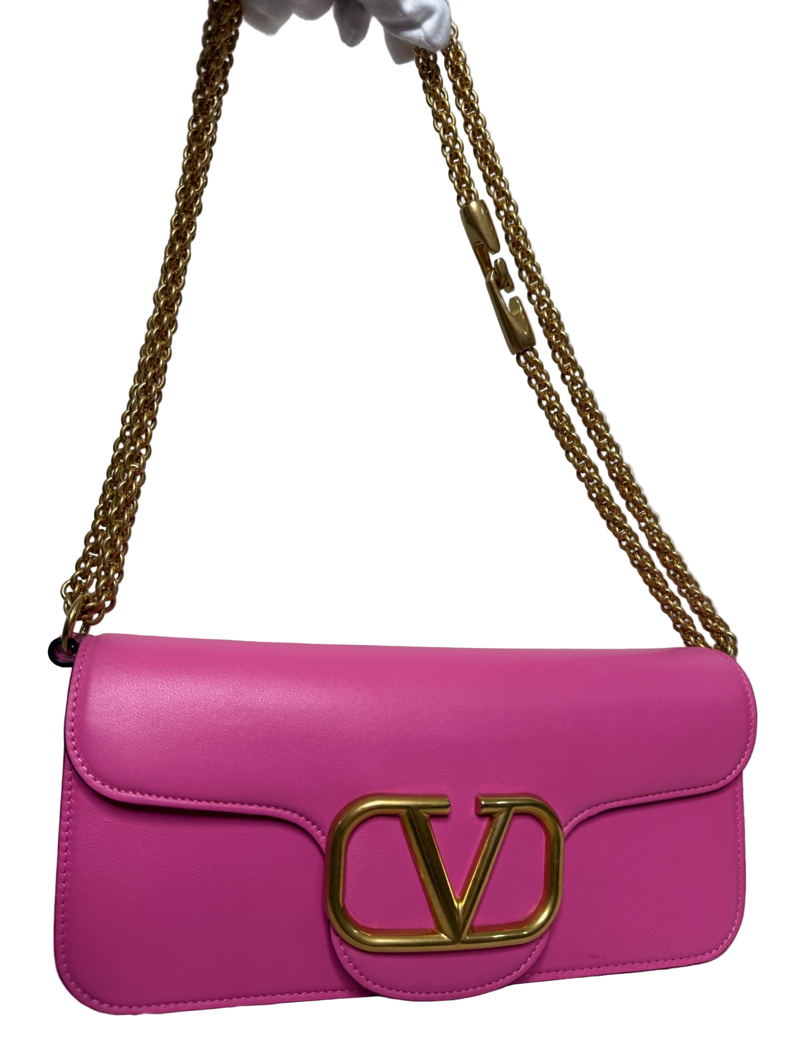Valentino Garavani Locò Pink Calfskin Vlogo Signature Shoulder Bag
