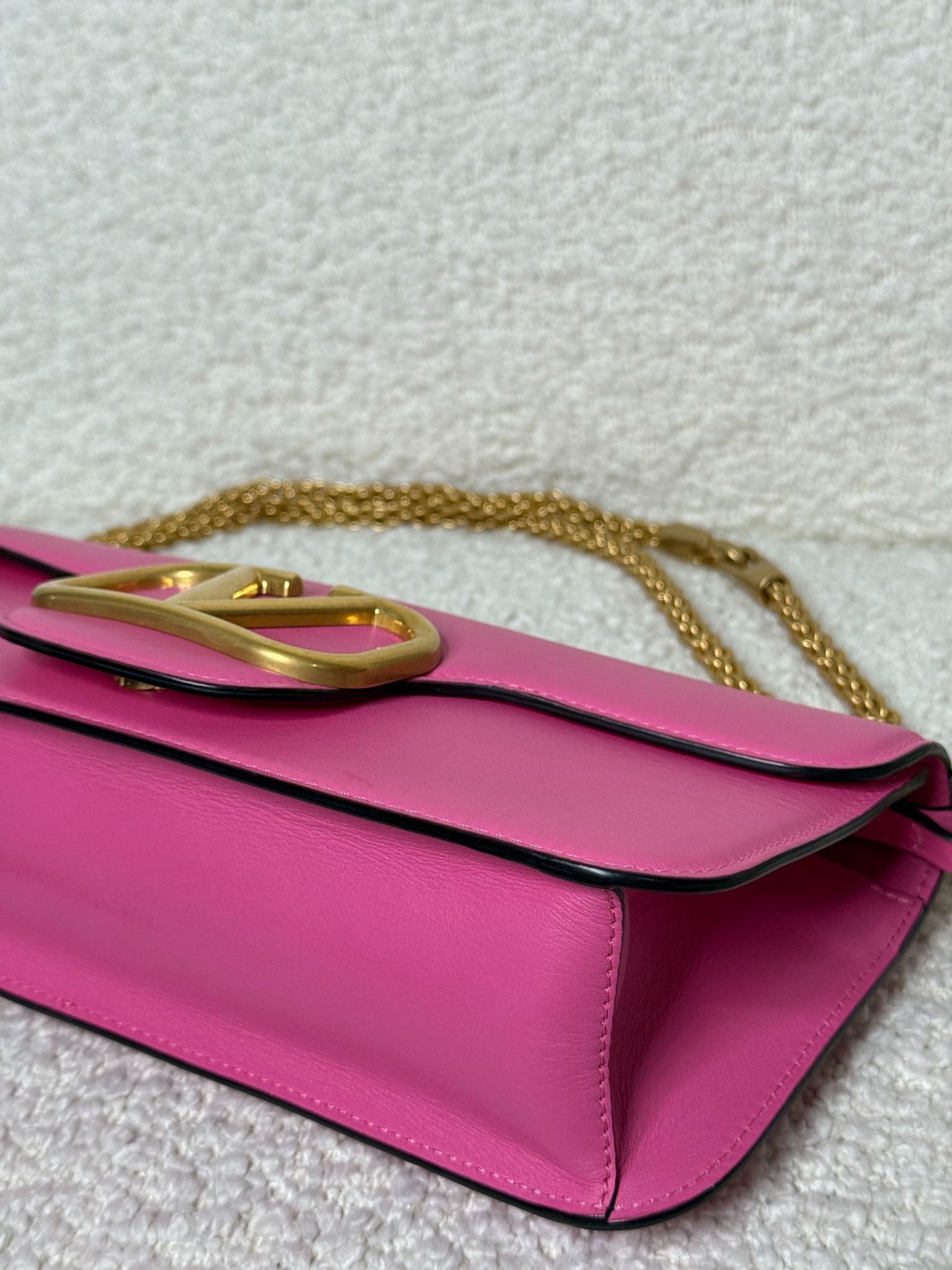 Valentino Garavani Locò Pink Calfskin Vlogo Signature Shoulder Bag