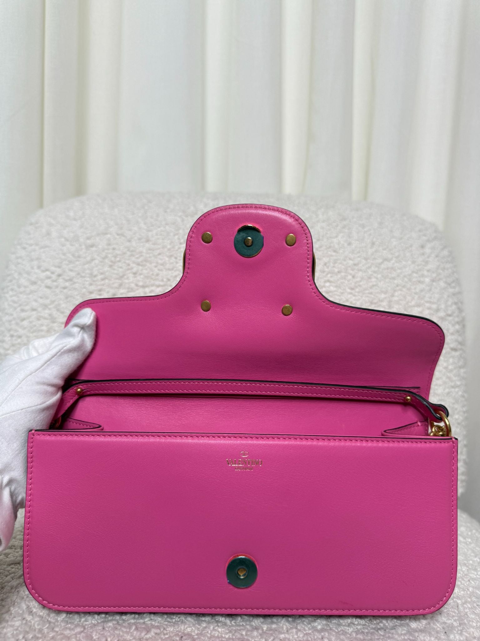 Valentino Garavani Locò Pink Calfskin Vlogo Signature Shoulder Bag
