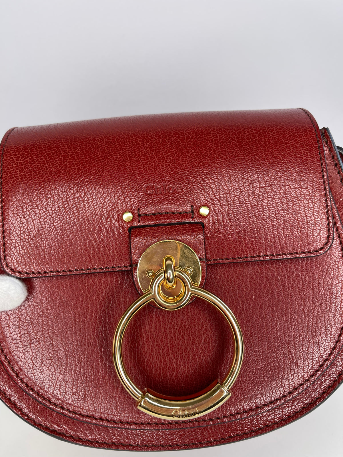 Chloe Red Brown Leather Small Tess Shoulder Bag