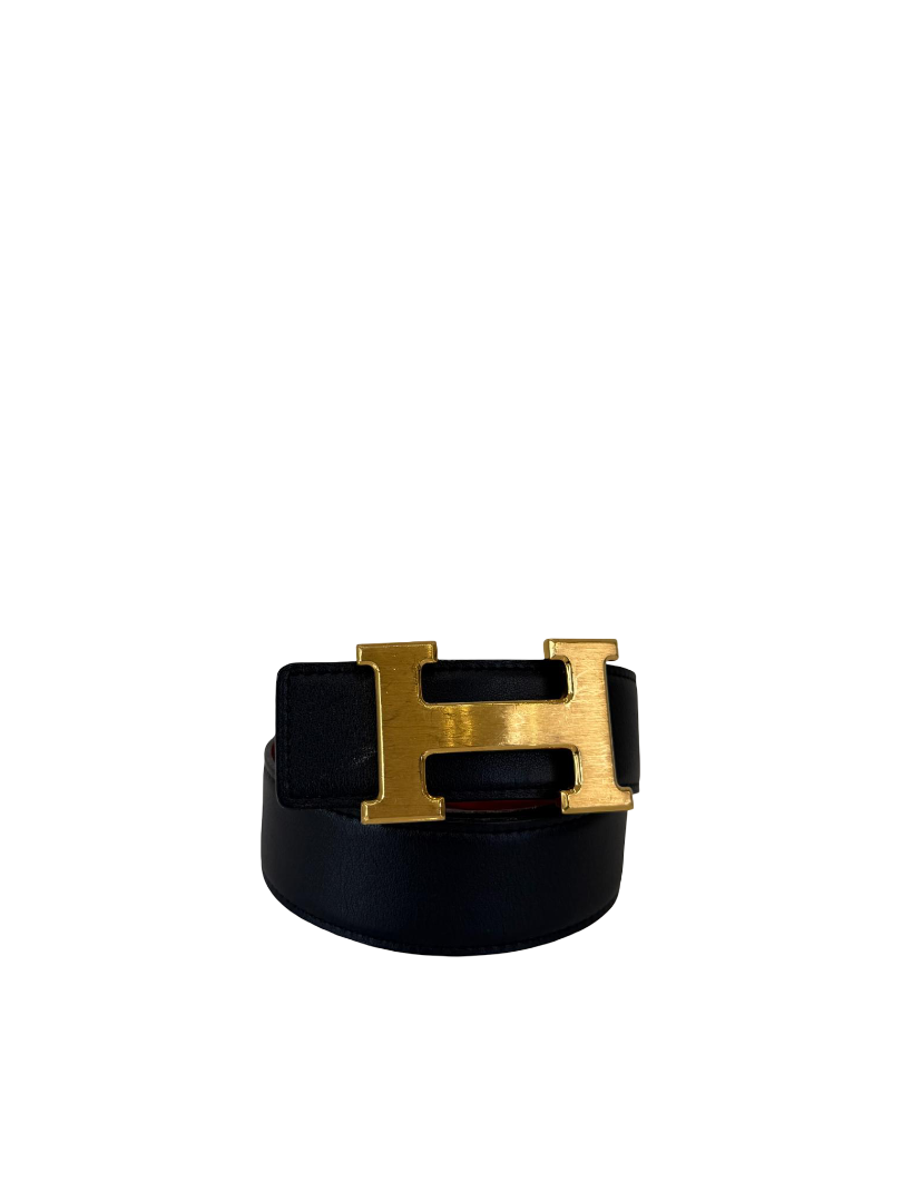 Hermès Black/Orange H-buckle Belt