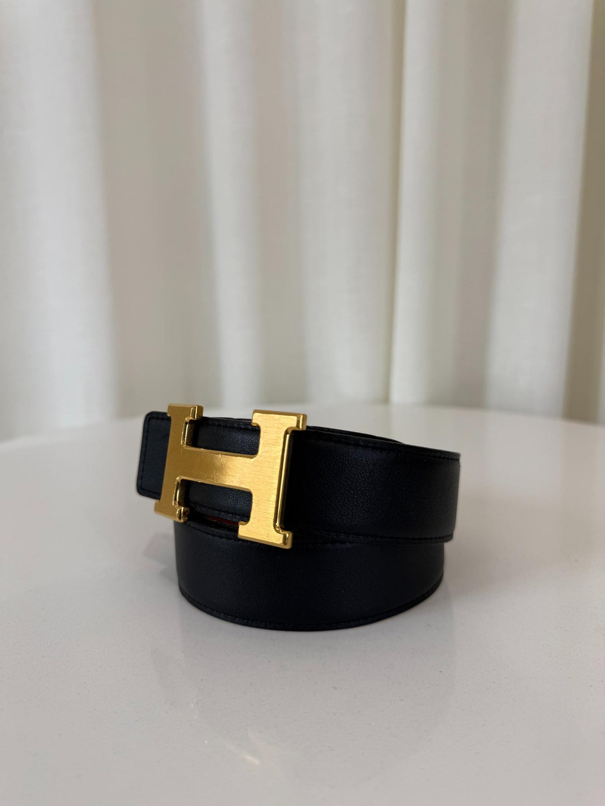 Hermès Black/Orange H-buckle Belt