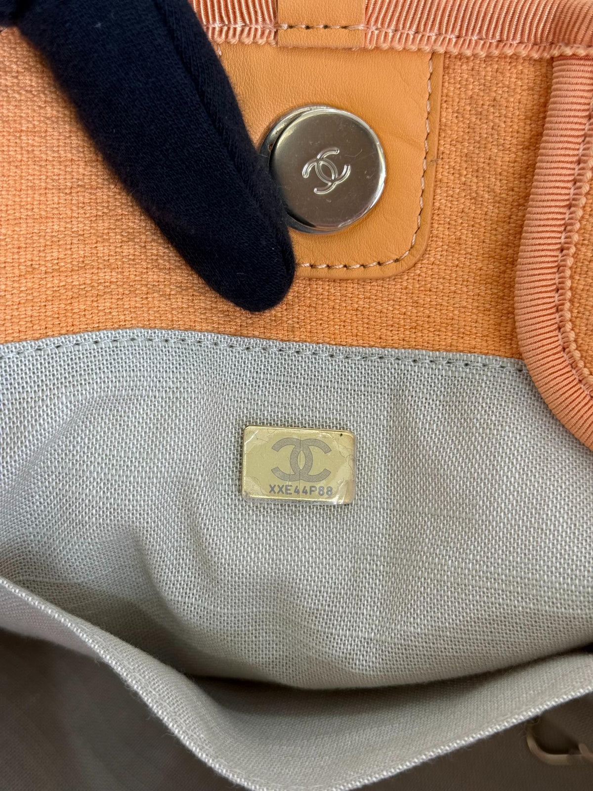 Chanel Deauville Medium Light Orange Canvas Shopping Bag