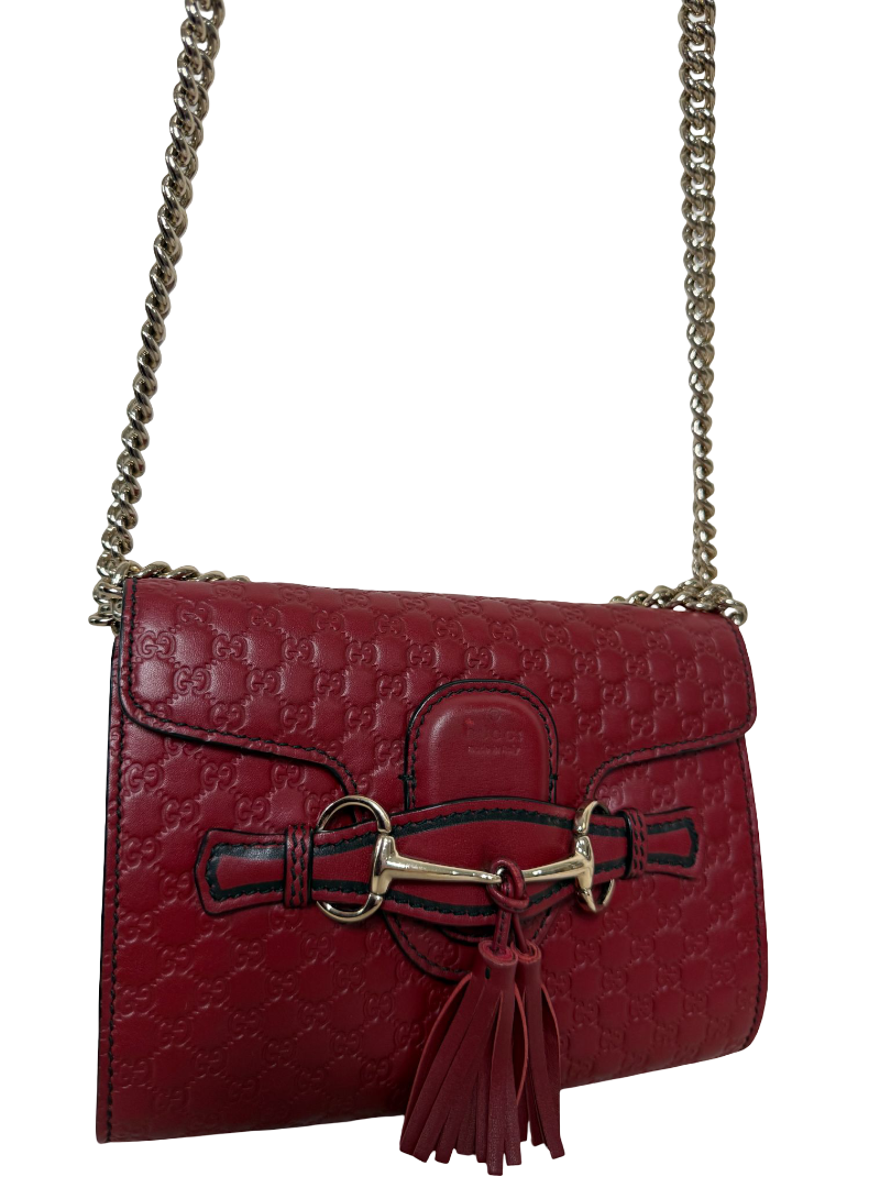 Gucci Red Microguccissima Emily Mini Crossbody Bag