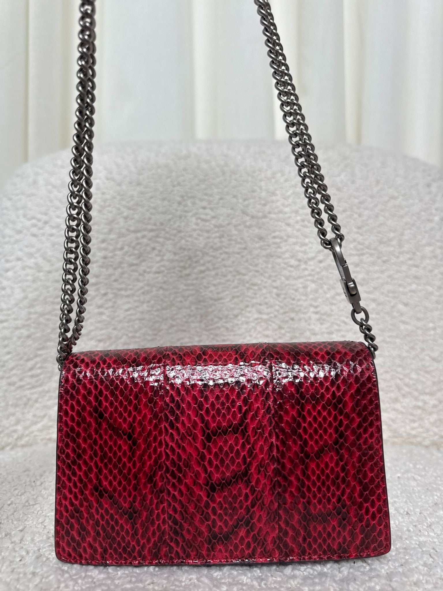 Gucci Super Mini Dionysus Red Python Leather Chain Bag