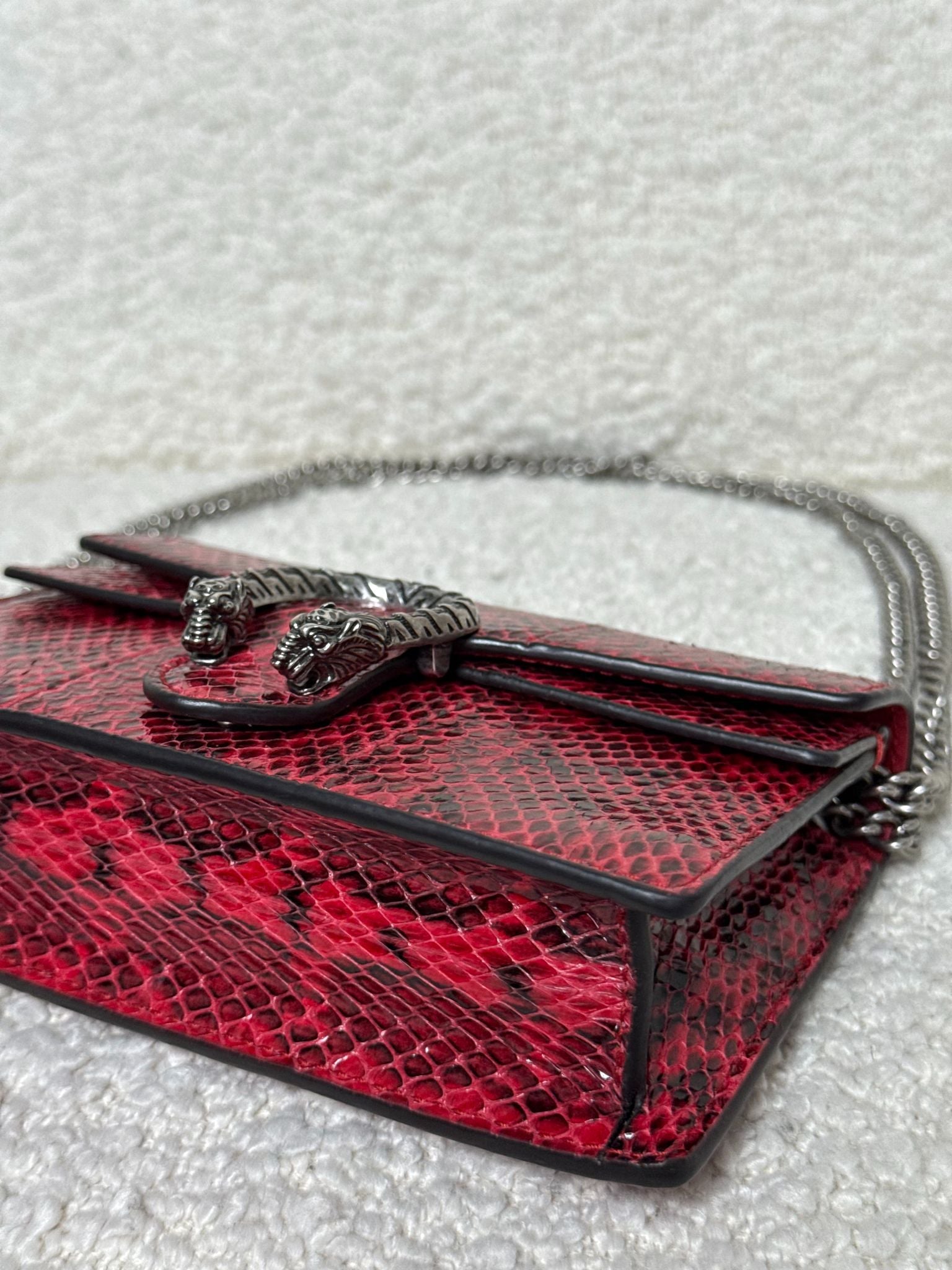 Gucci Super Mini Dionysus Red Python Leather Chain Bag