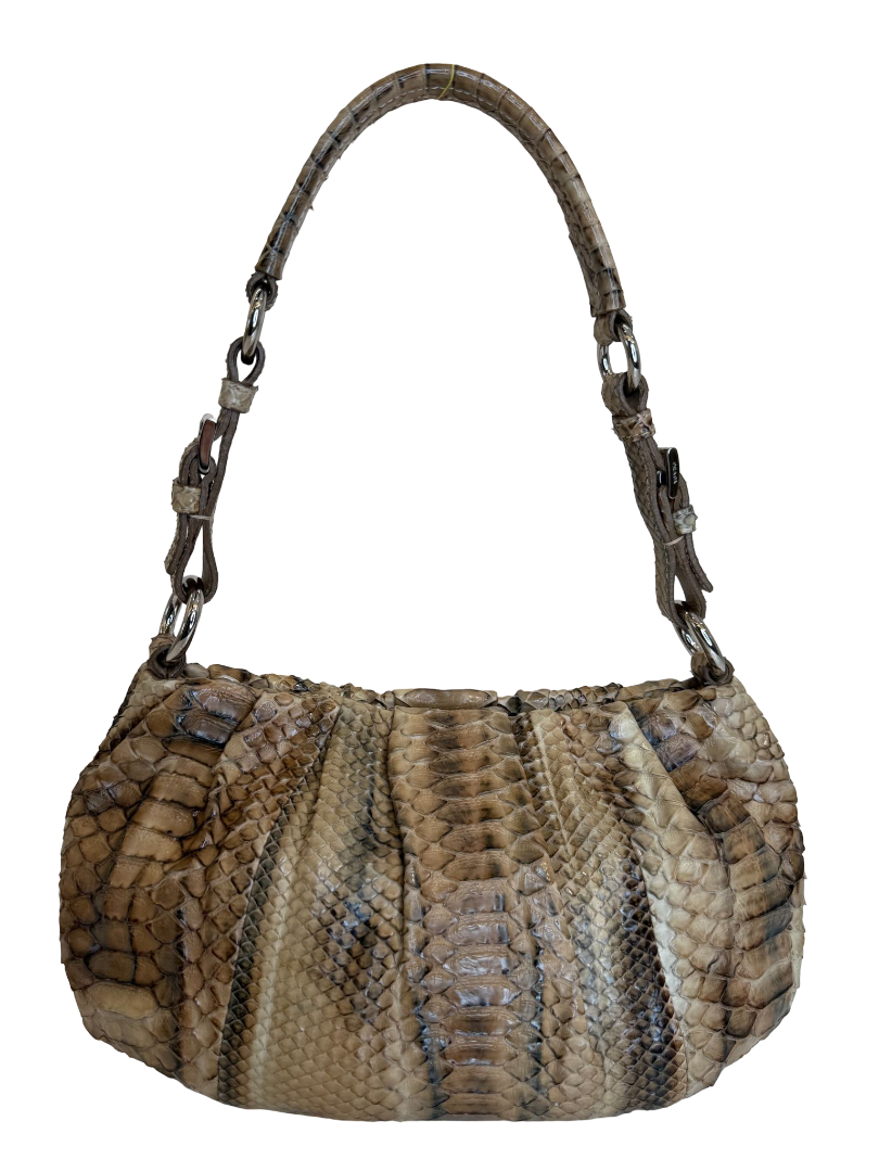 Prada Vintage Brown Python Leather Shoulder Bag