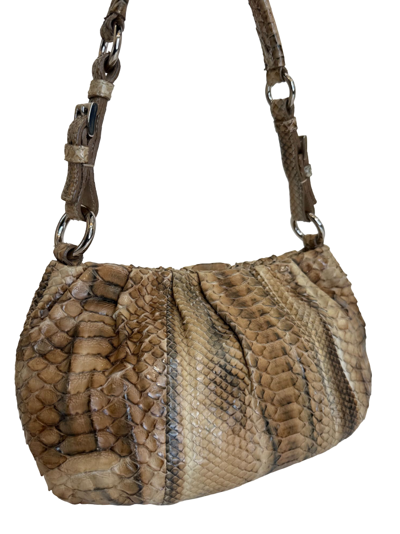 Prada Vintage Brown Python Leather Shoulder Bag