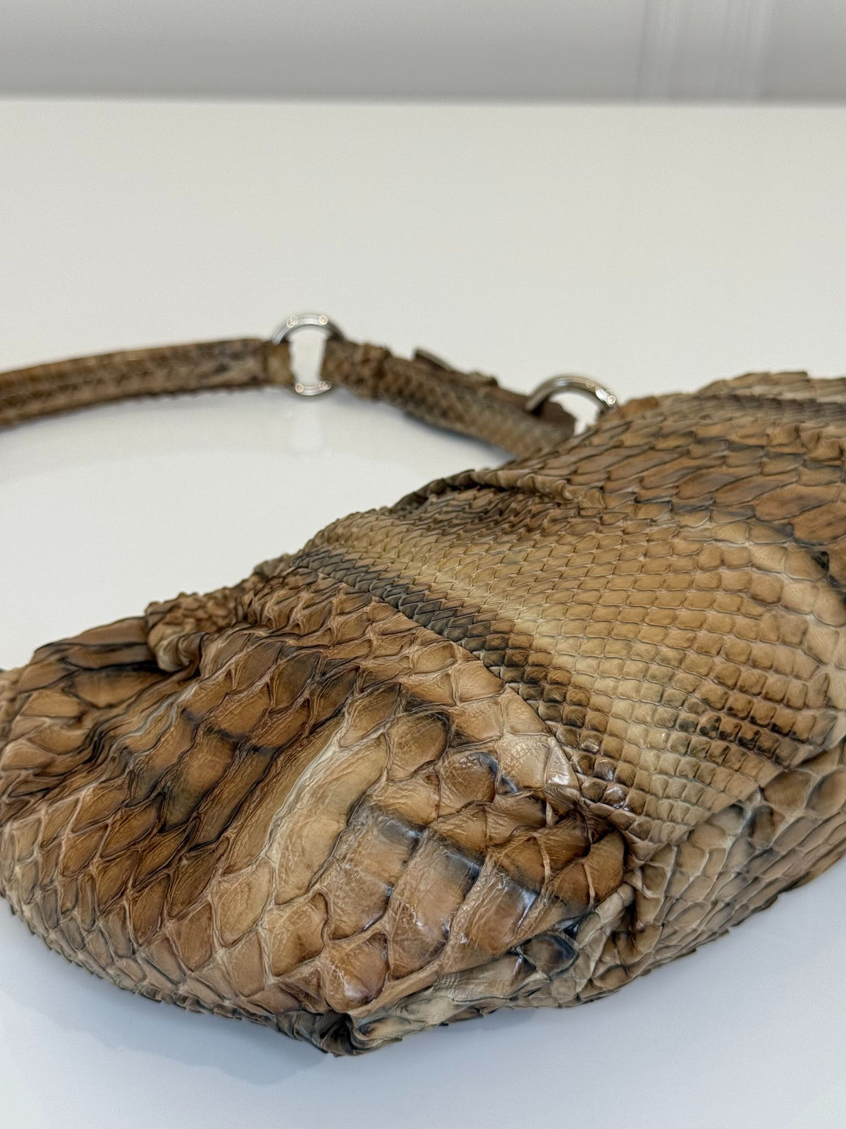 Prada Vintage Brown Python Leather Shoulder Bag