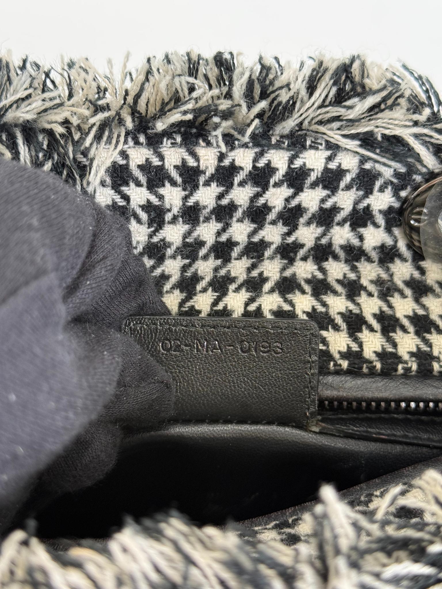 Christian Dior Medium Lady Dior Black/White Houndstooth Tweed Handbag