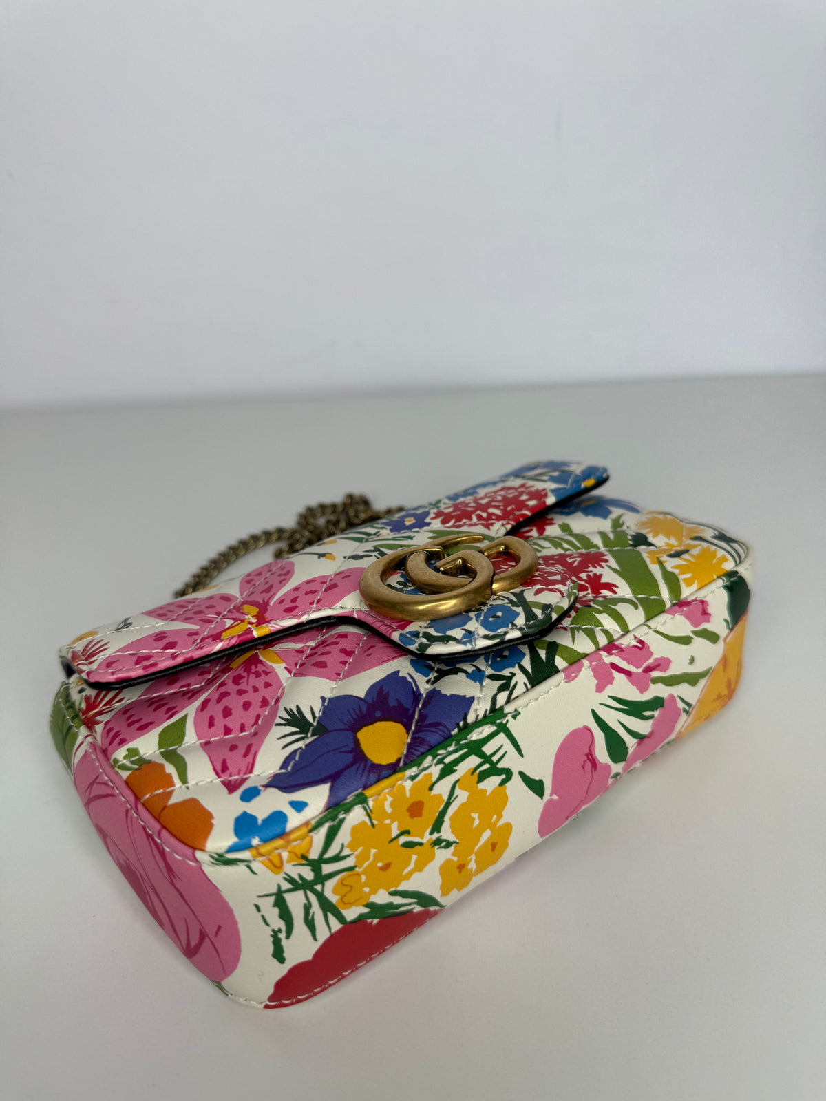 Gucci x Ken Scott Limited Edition Floral Print GG Marmont Mini Shoulder Bag