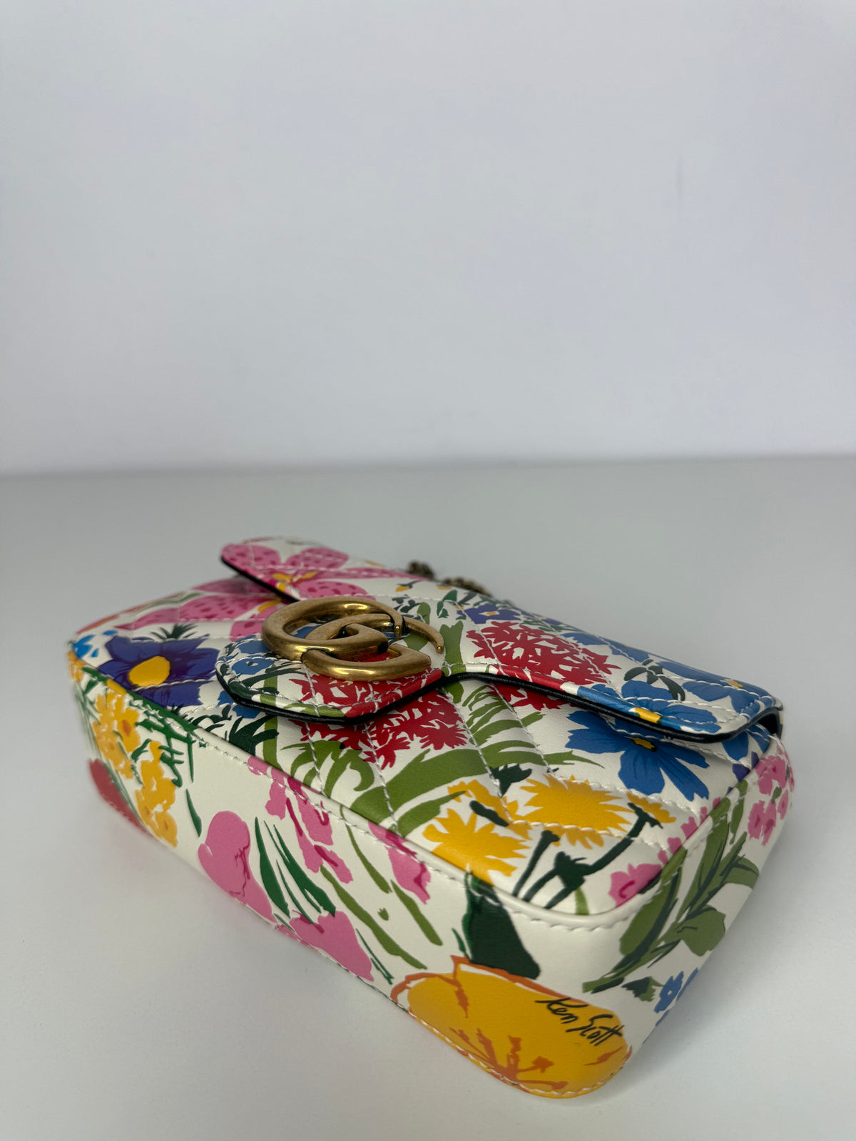 Gucci x Ken Scott Limited Edition Floral Print GG Marmont Mini Shoulder Bag