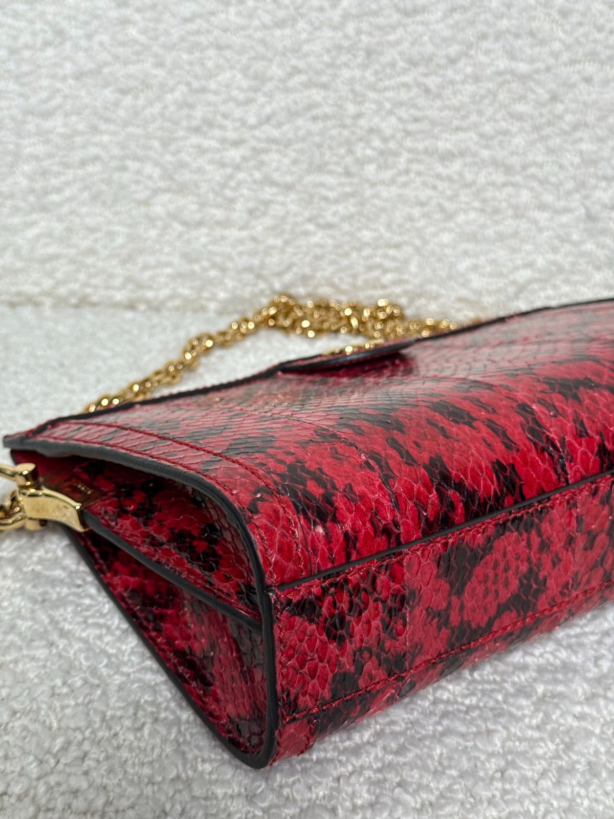 Gucci Small Red Python Leather Ophidia Chain Bag