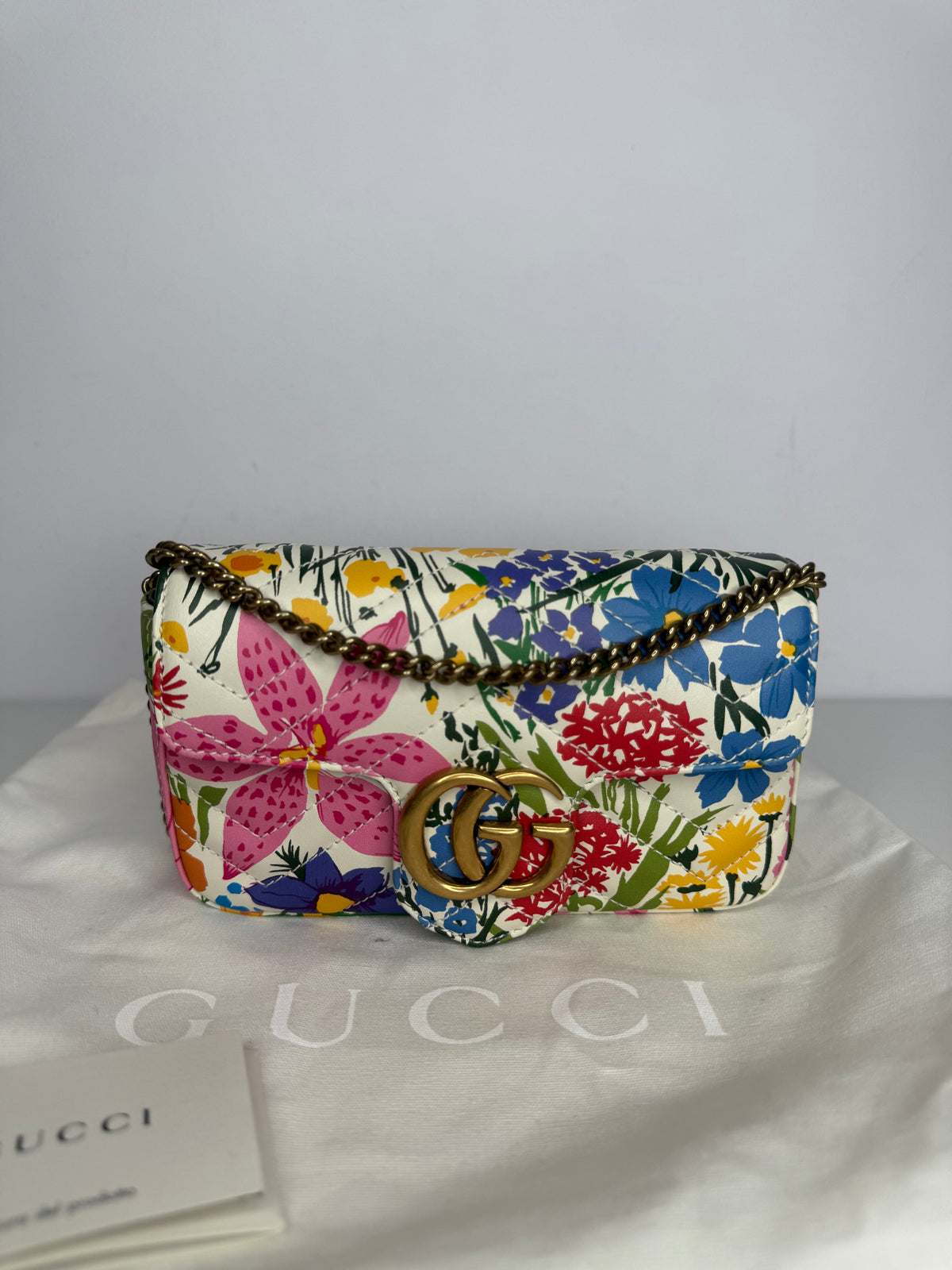 Gucci x Ken Scott Limited Edition Floral Print GG Marmont Mini Shoulder Bag