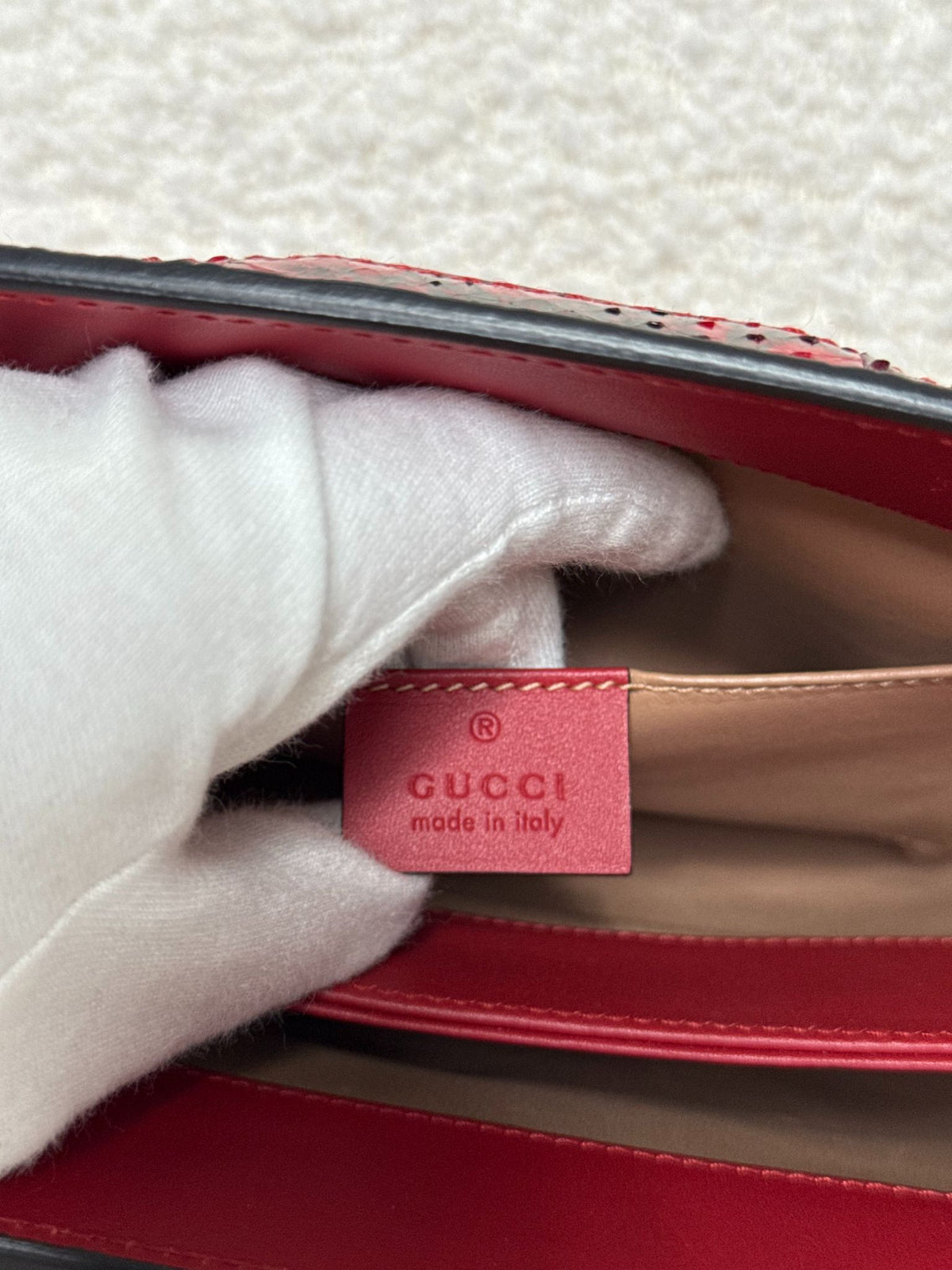 Gucci Small Red Python Leather Ophidia Chain Bag
