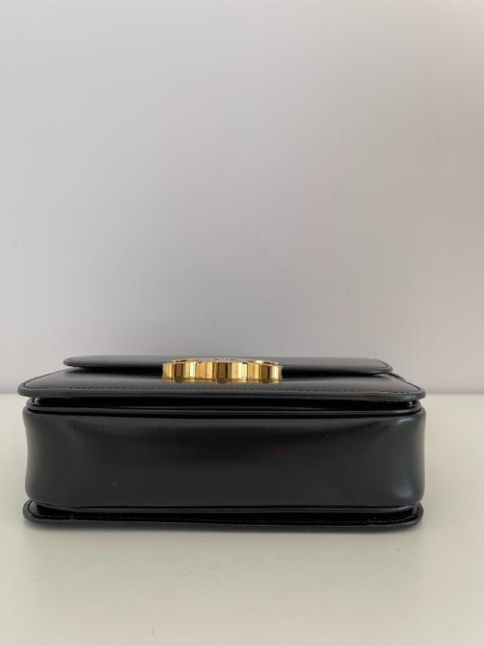 Celine Black Shiny Calfskin Teen Triomphe Shoulder Bag