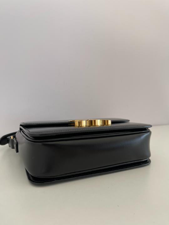 Celine Black Shiny Calfskin Teen Triomphe Shoulder Bag