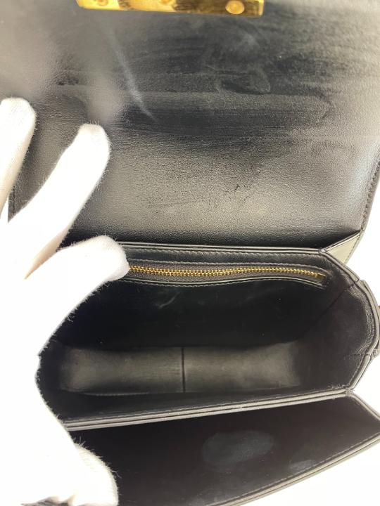 Celine Black Shiny Calfskin Teen Triomphe Shoulder Bag