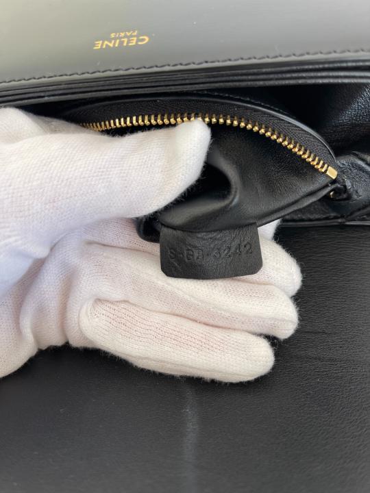 Celine Black Shiny Calfskin Teen Triomphe Shoulder Bag