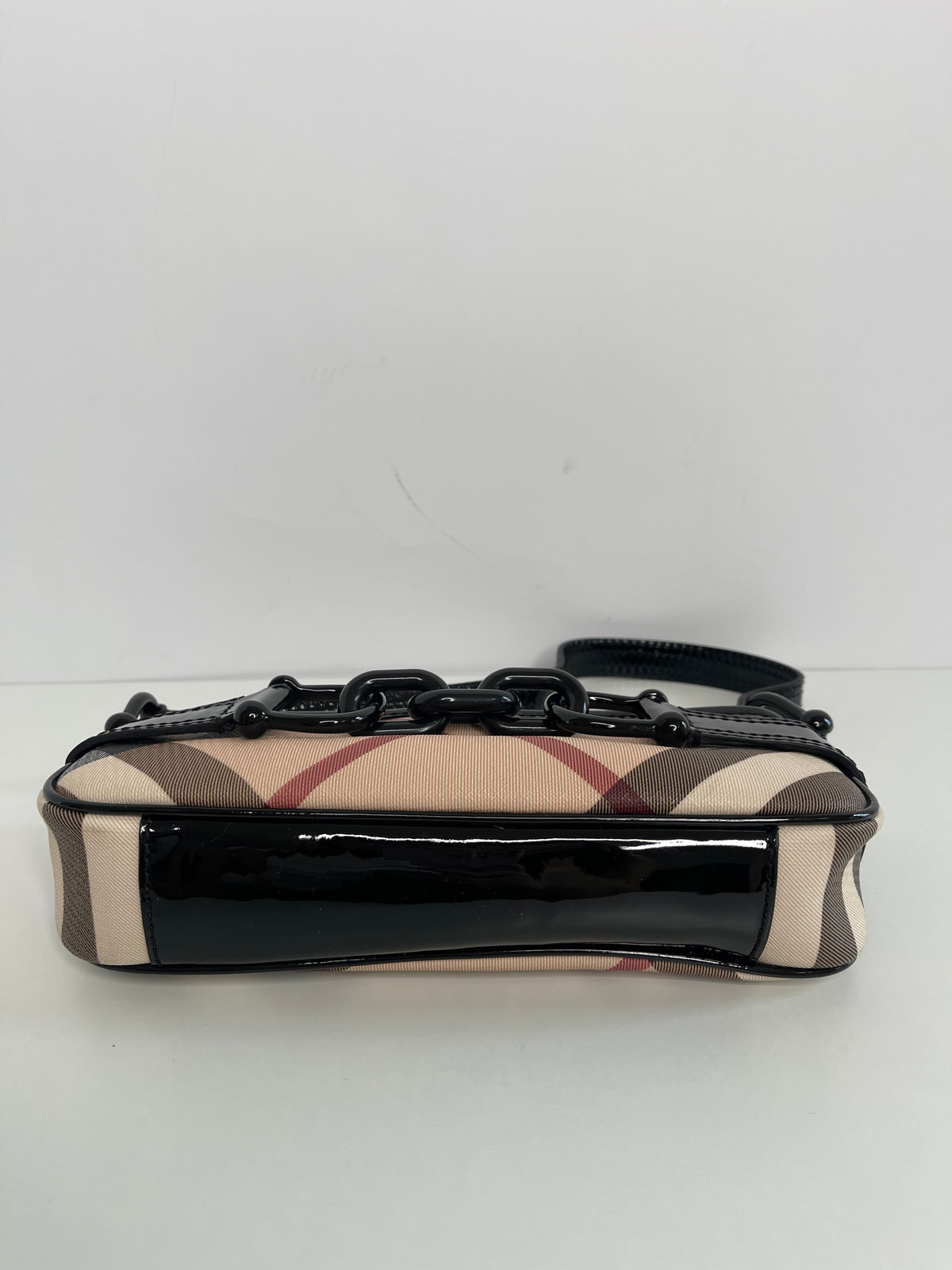Burberry Nova Check Coated Canvas and Patent Leather Pochette