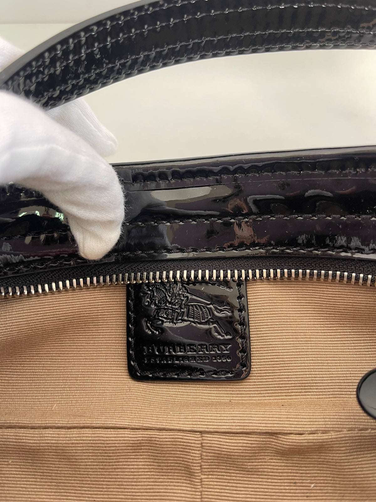Burberry Nova Check Coated Canvas and Patent Leather Pochette