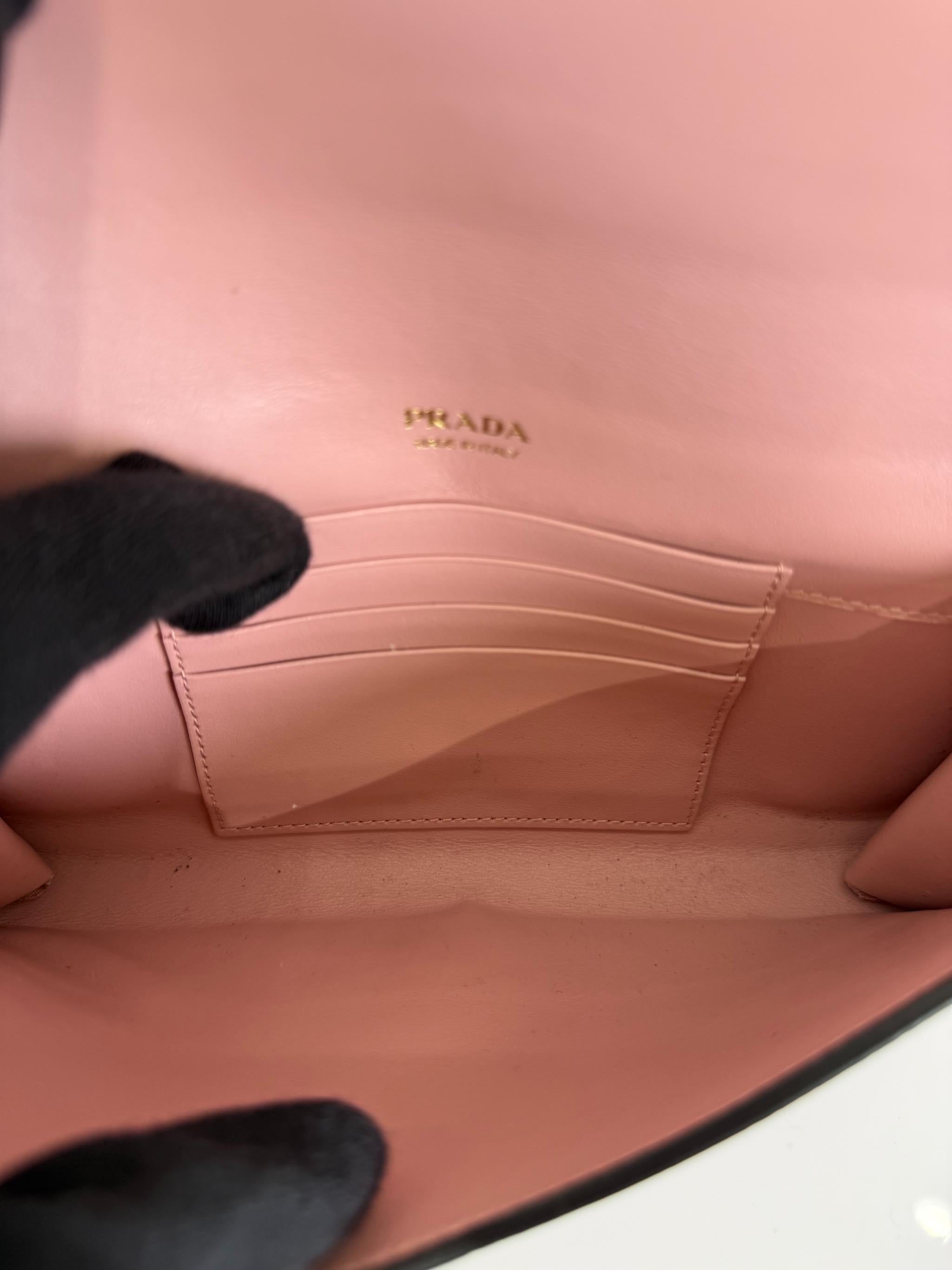 Prada Triangle Pink Saffiano Leather Flap Mini Bag