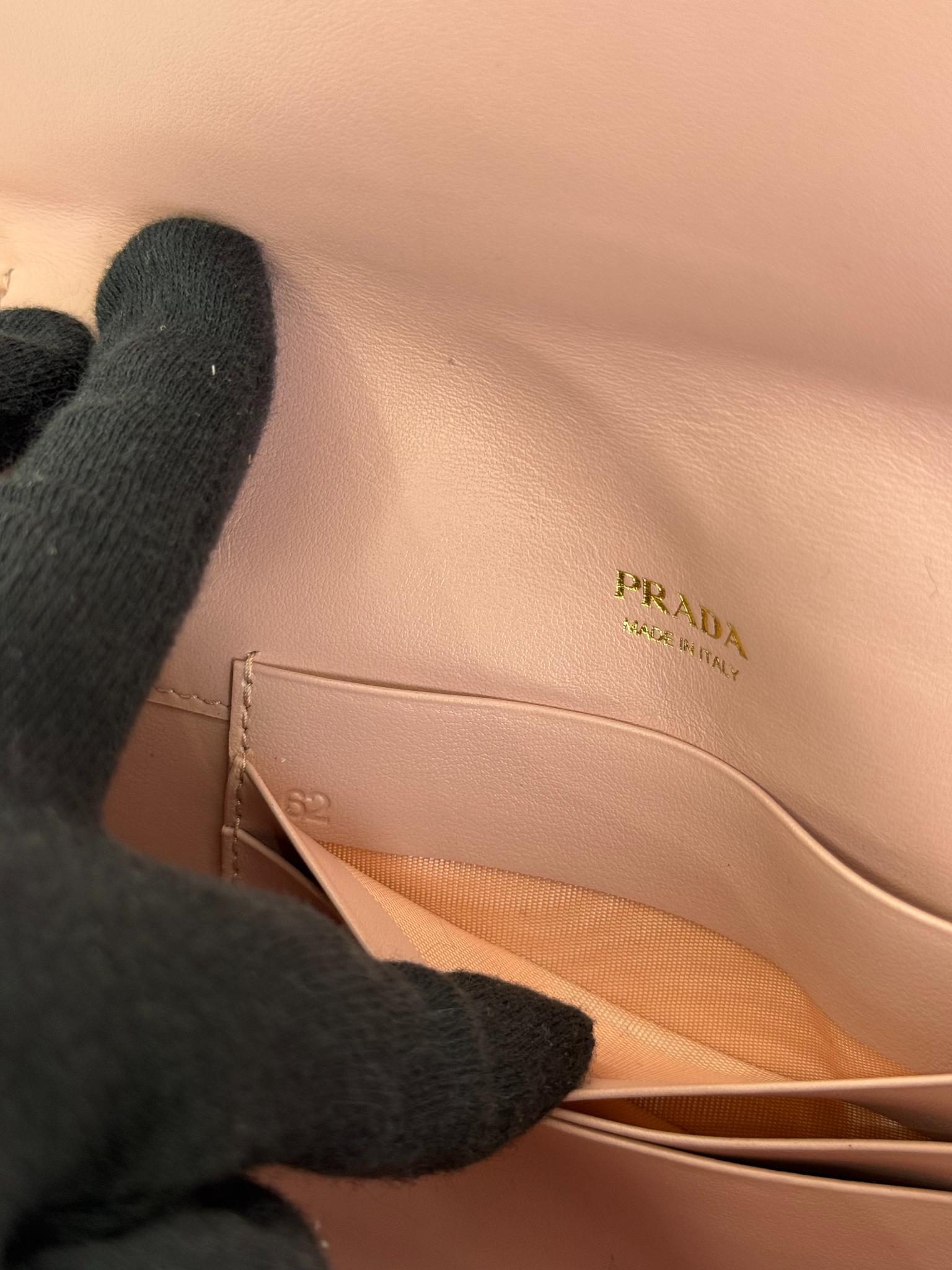 Prada Triangle Pink Saffiano Leather Flap Mini Bag