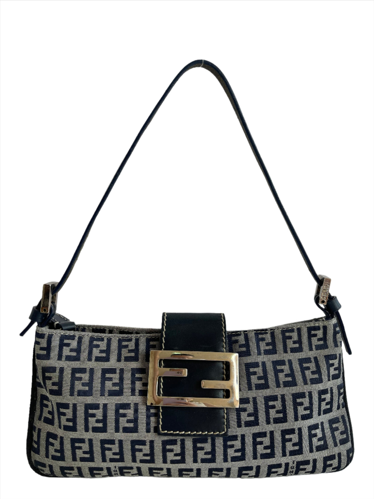Fendi Zucchino Canvas Mini Pochette Blue Denim