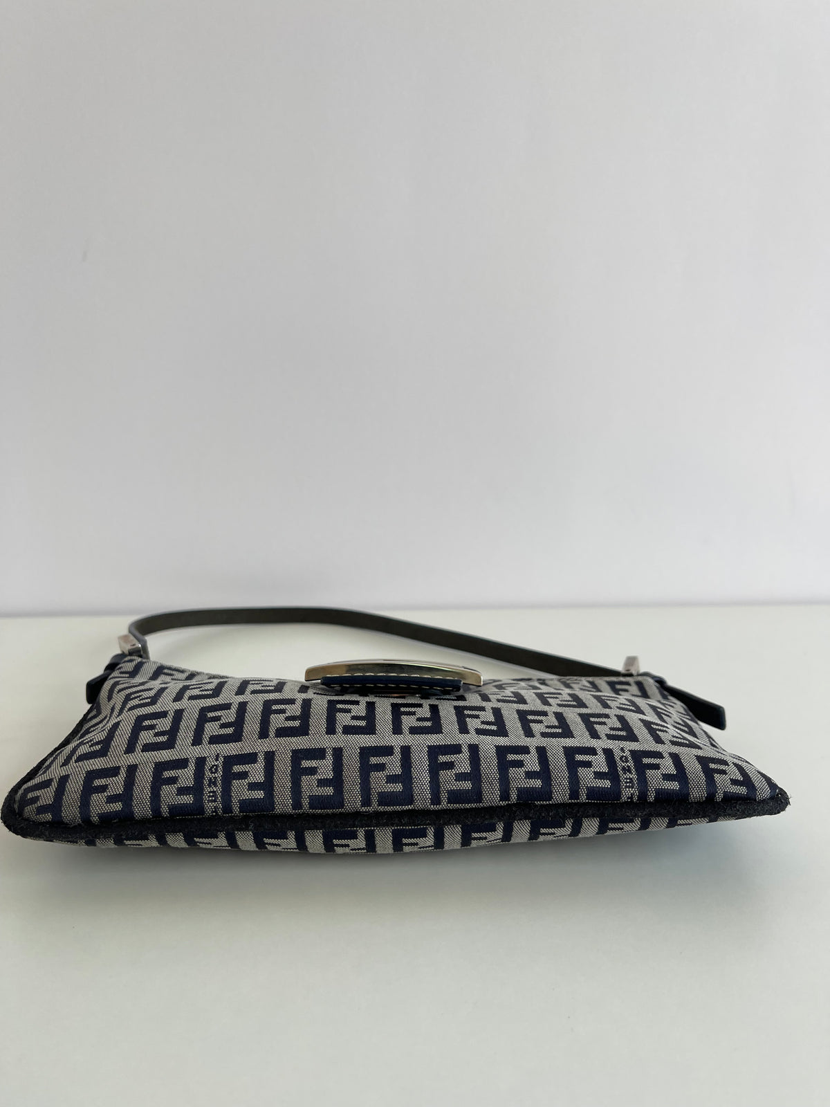 Fendi Zucchino Canvas Mini Pochette Blue Denim