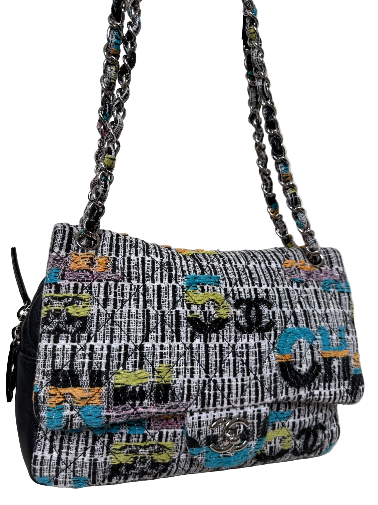 Chanel No.5 Easy Fantasy Quilted Multicolor Tweed Medium Flap Bag