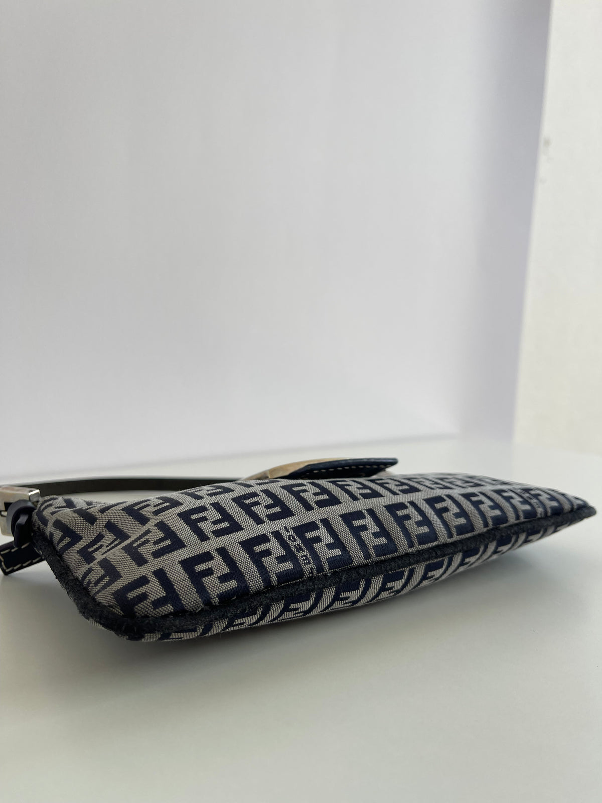 Fendi Zucchino Canvas Mini Pochette Blue Denim