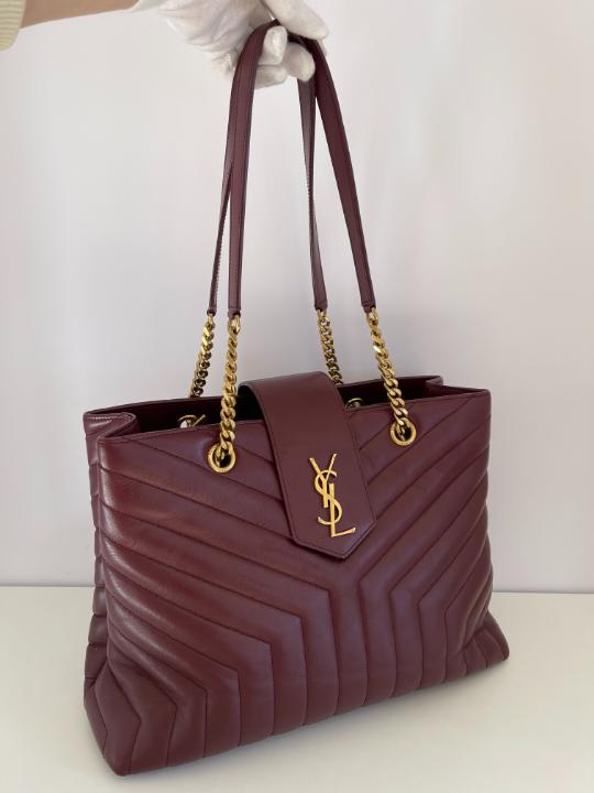Saint Laurent "LouLou" Large Burgundy Shopping Tote