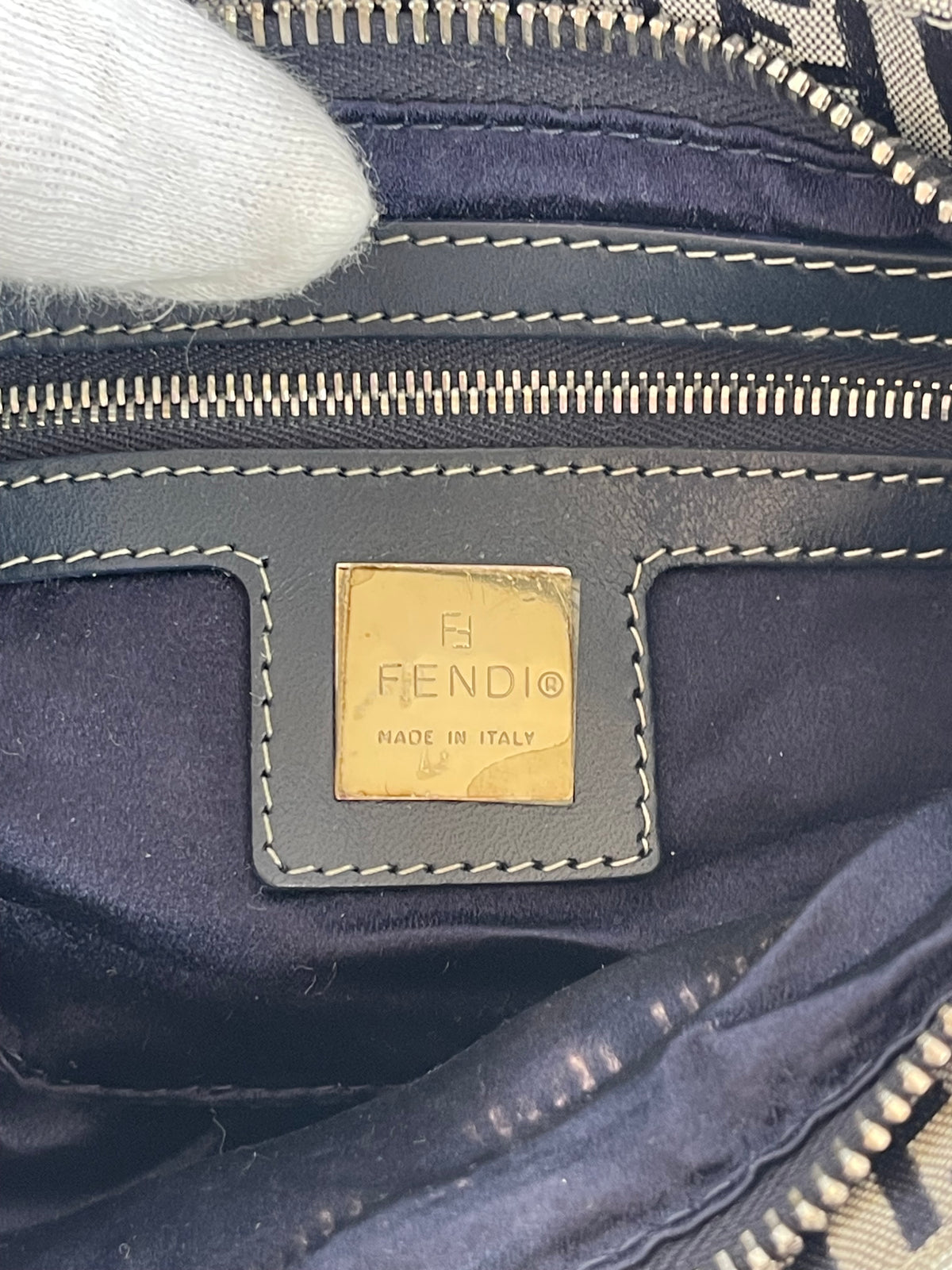 Fendi Zucchino Canvas Mini Pochette Blue Denim