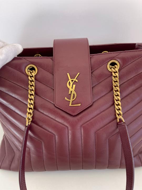 Saint Laurent "LouLou" Large Burgundy Shopping Tote